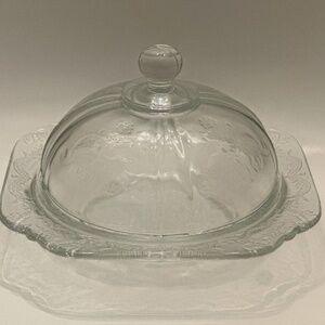 Rare 1940s Vintage Depression Glass Butter Dish with Lid